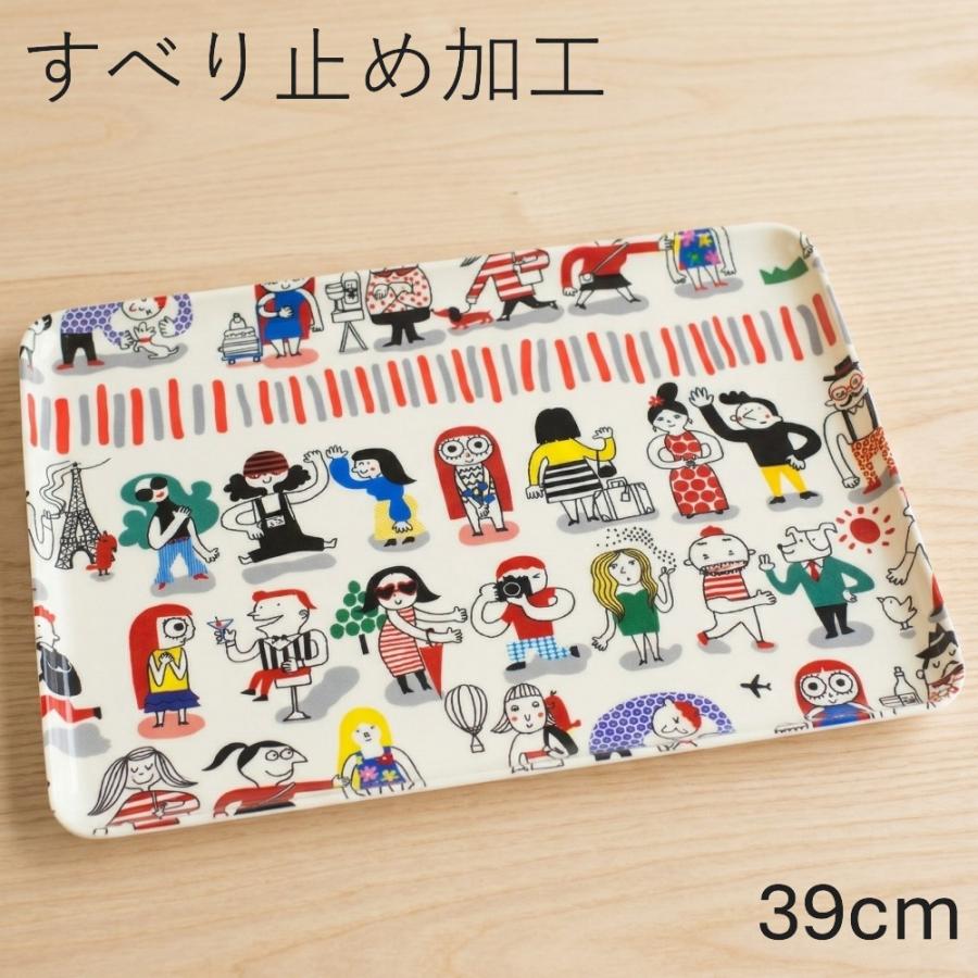 お盆 トレー すべらない 布張りトレイ リコ ホワイト 39cm 滑り止め 