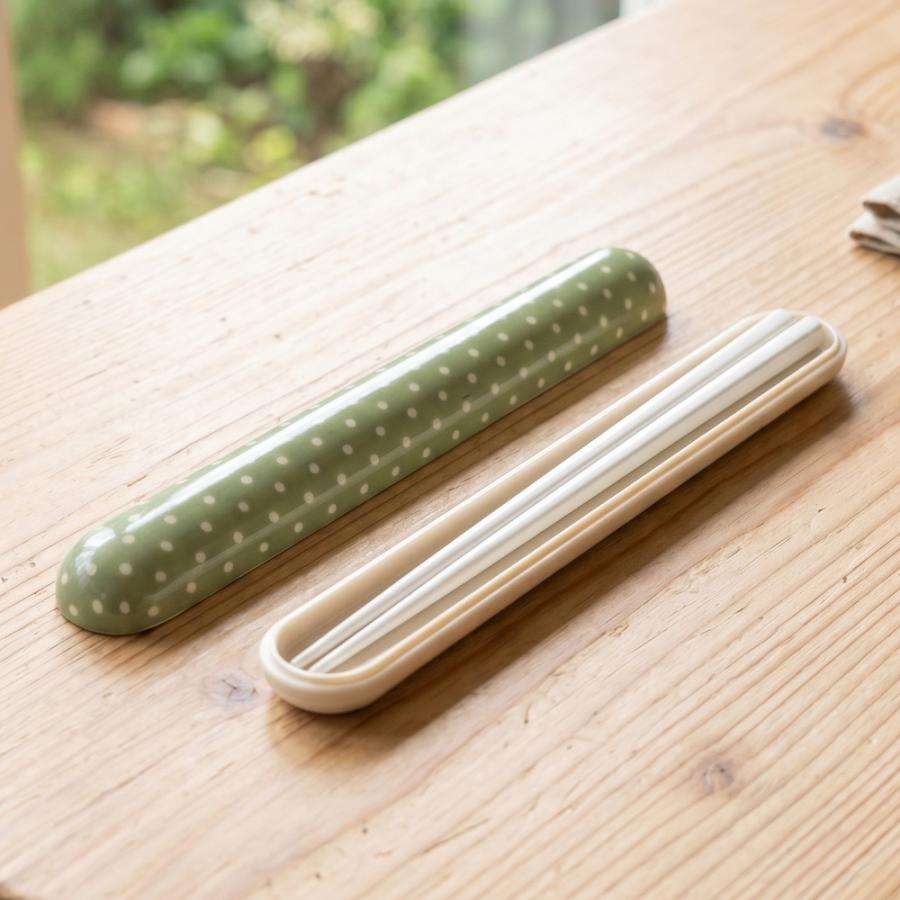 箸 箸箱 セット みずたま ライトグリーン バンド付き お箸セット