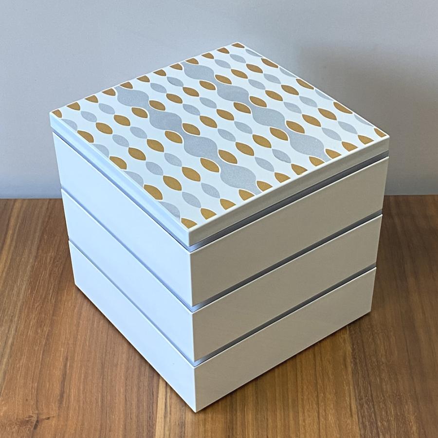 重箱 3段 仕切り4個・シール蓋付 シルバーゴールド 食器 おせち 和食器