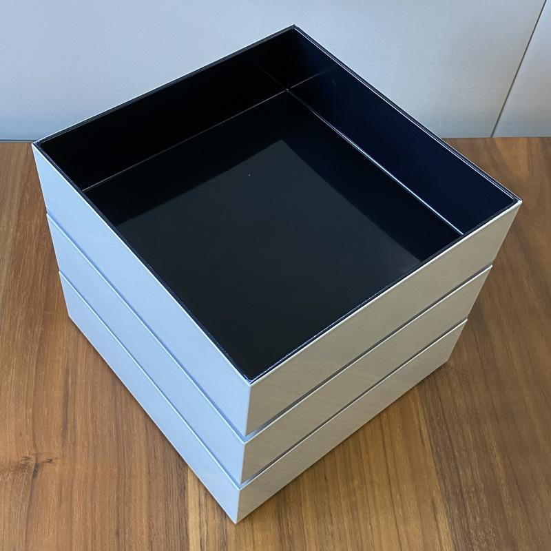 重箱 3段 仕切り4個・シール蓋付 シルバーゴールド 食器 おせち 和食器