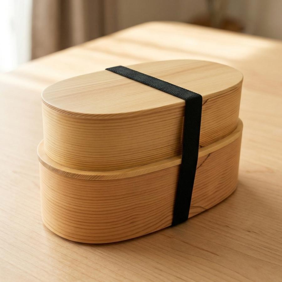 曲げわっぱ 弁当箱 匠 2段 ナチュラル バンド付 1030ml 入れ子式 木製