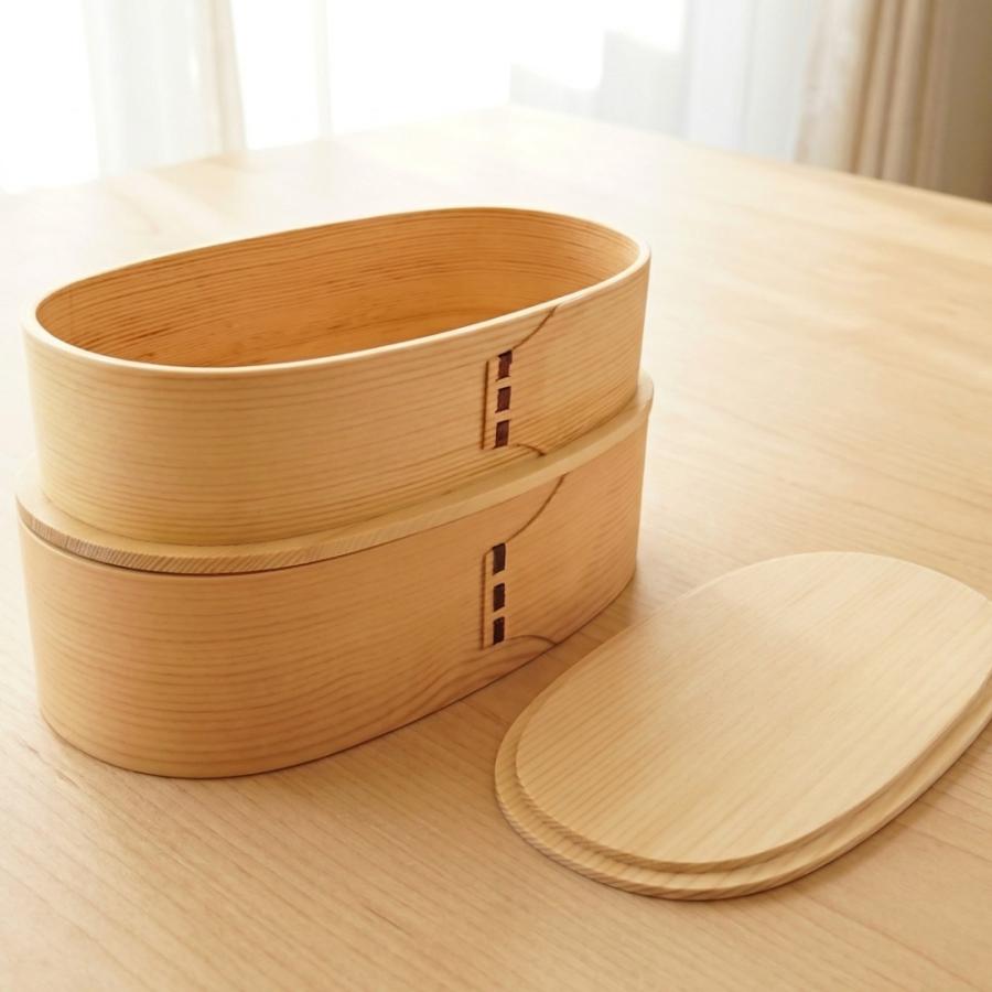 曲げわっぱ 弁当箱 匠 2段 ナチュラル バンド付 1030ml 入れ子式 木製