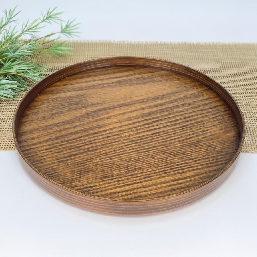 お盆 トレー 木製 丸盆 ブラウン 27cm おしゃれ 可愛い カフェ おぼん