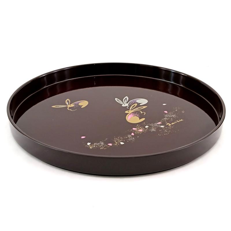 お盆 トレー 丸盆 幸うさぎ 24cm トレイ おぼん おしゃれ プラスチック