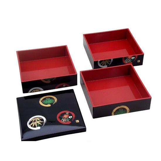 重箱 3段 黒 内朱 丸に松竹梅 21cm : 紀州器楽や Yahoo!店 - 通販