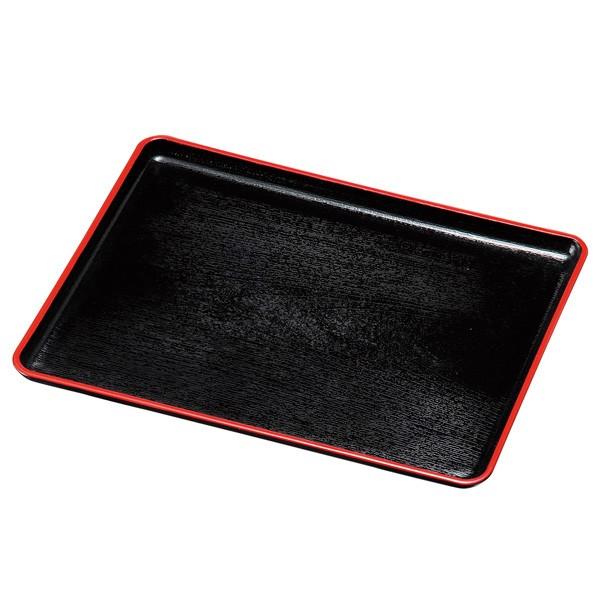 お盆 トレー 滑らない サービストレー 黒 渕朱 39cm 5枚セット カフェトレー ランチョンマット おしゃれ トレイ おぼん ランチョントレー お膳 和風 日本製_1