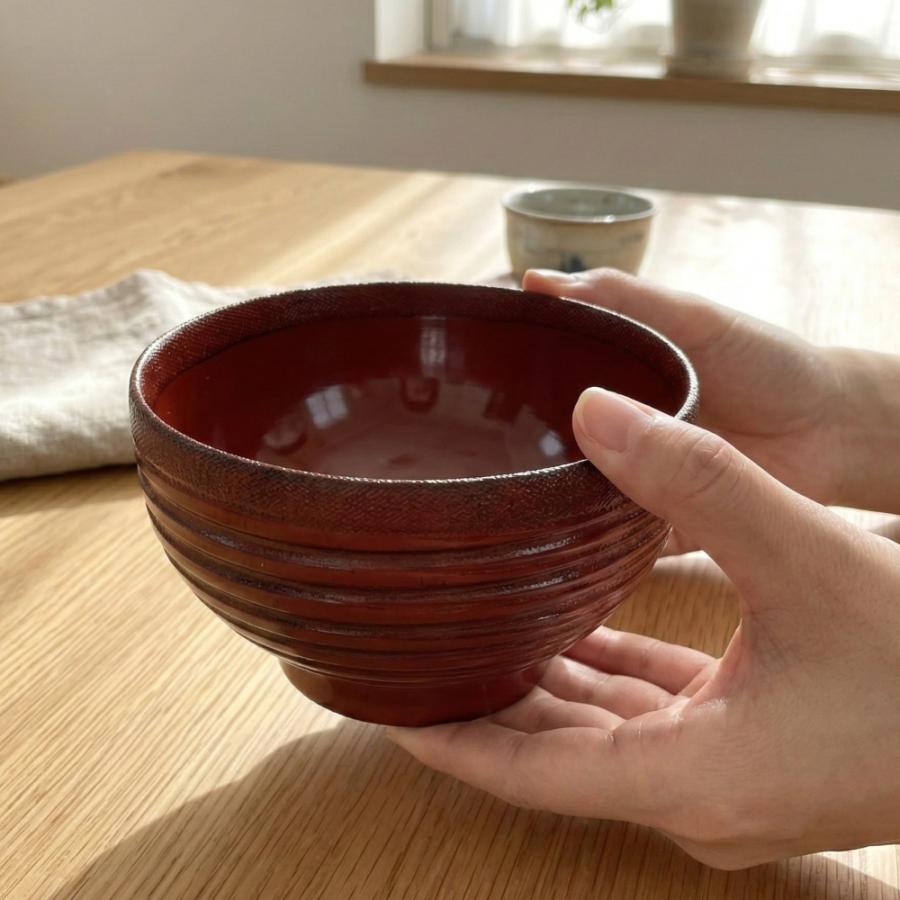 丼 木製 どんぶり ロクロ 布張 根来 漆塗り おしゃれ お椀 大きい