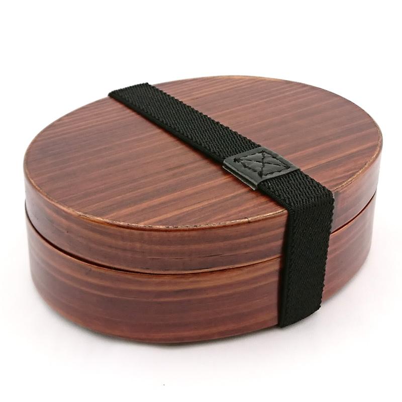 曲げわっぱ 弁当箱 楕円型 ミニ 漆塗り バンド付 350ml まげわっぱ