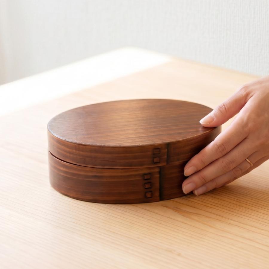 曲げわっぱ 弁当箱 楕円型 ミニ 漆塗り バンド付 350ml まげわっぱ