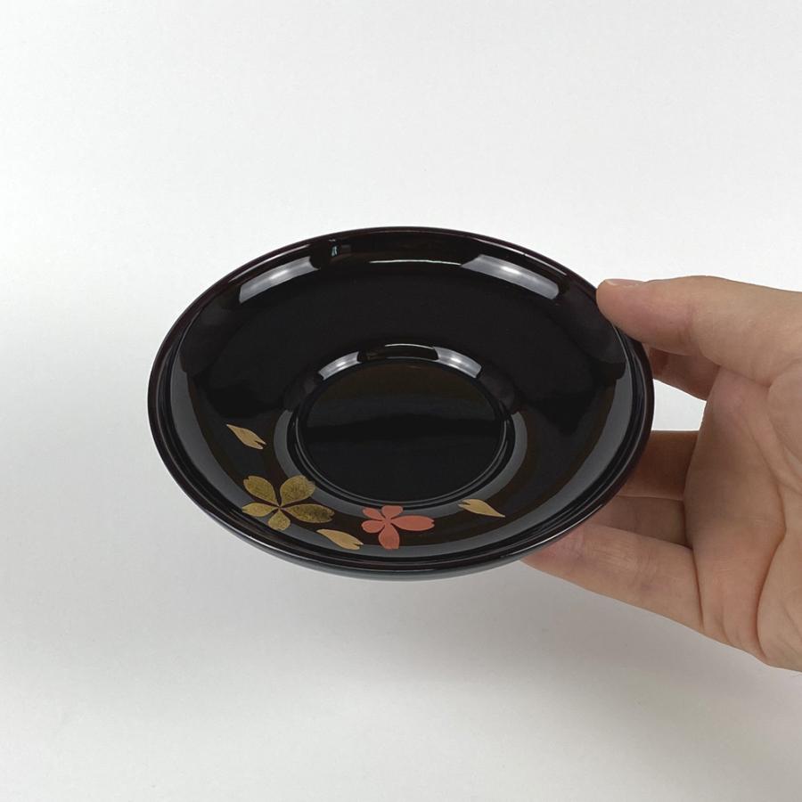 茶托 ダルマ型 溜塗り 桜 5枚セット 茶たく 日本製 会津漆器 おしゃれ