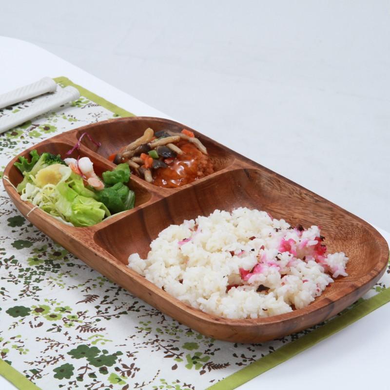 木製 食器 アカシア レクタングルトレー Lサイズ 仕切り付 ランチ