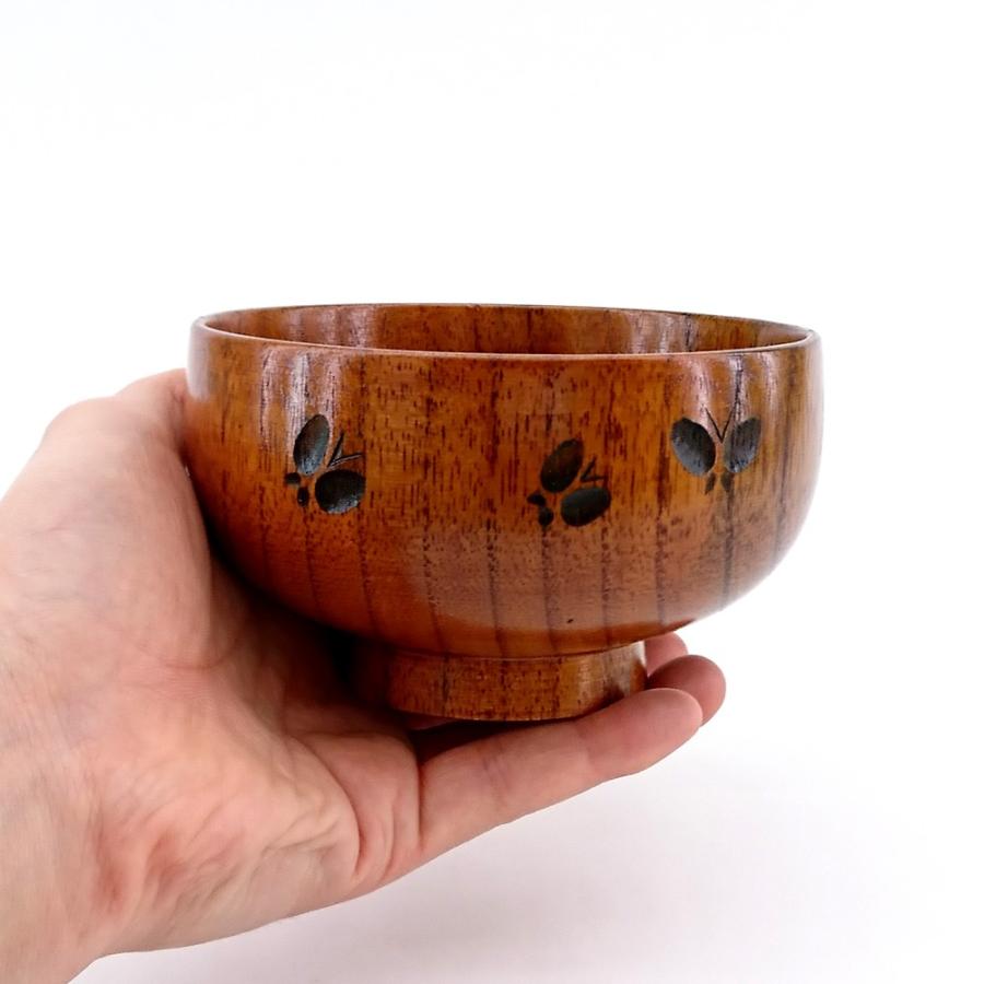 お椀 木製 汁椀 蝶彫 漆塗り 5個セット 木製食器 おしゃれ かわいい