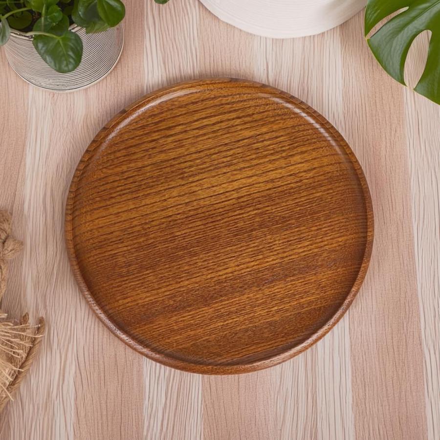 お盆 トレー 木製 丸盆 24cm おしゃれ 可愛い カフェ おぼん 無地