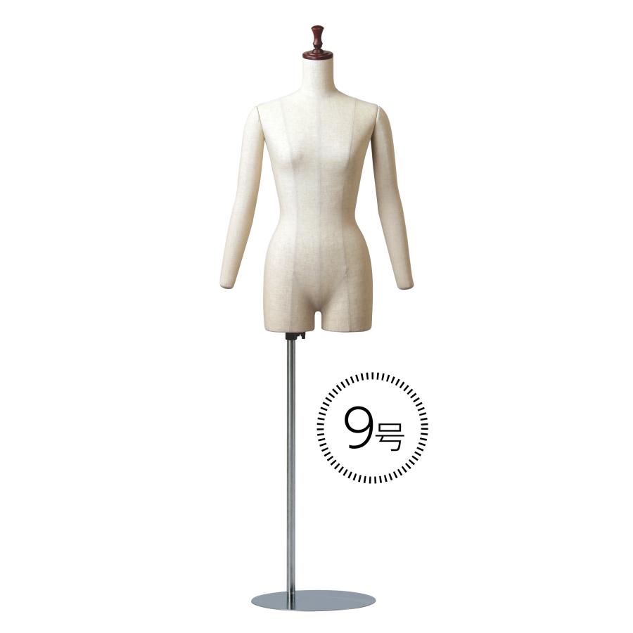 洋裁用ボディ カリン色染ヘッド 裁断ライン入 婦人 芯地マネキン 腕