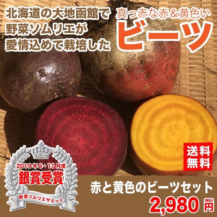 北海道の野菜ソムリエが育てた野菜ソムリエサミット受賞商品 無農薬栽培の西洋野菜真っ赤な赤と黄色いビーツのセット Nk2 Beets003 きたマルシェ 通販 Yahoo ショッピング