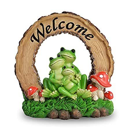 特別価格Welcome Frogs 太陽電池式 LED 屋外装飾 ガーデンライト - かわいいカエルの動物の彫刻 ソーラーLEDライト付き 屋内 屋外 秋のデ好評販売中