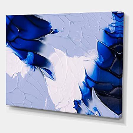 特別価格DesignQ 抽象的なブルーグレーと白の波 モダンキャンバスウォールアート好評販売中