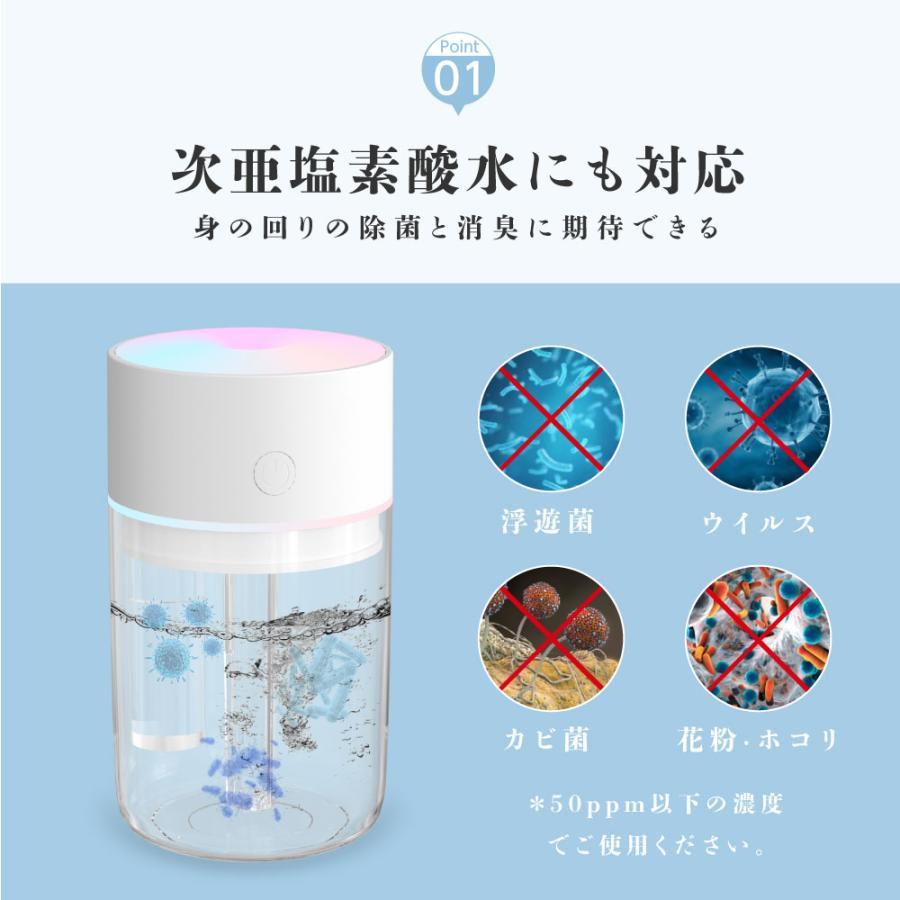 ミニ加湿器 加湿器 卓上 アロマ USB充電式 透明タンク 230ml 静音 乾燥対策 持ち運び 長時間連続加湿 卓上加湿器 車載 オフィス xr-k128｜kita5852koyahara｜03