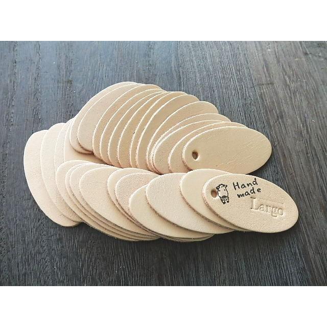 6cm長丸型10枚 本ヌメ革タグ 無地・ナチュラル オリジナル名札 |  | 02