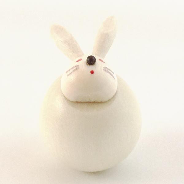 木製の十二支（干支） の 2011 うさぎの起き上がりこぶし 白 木