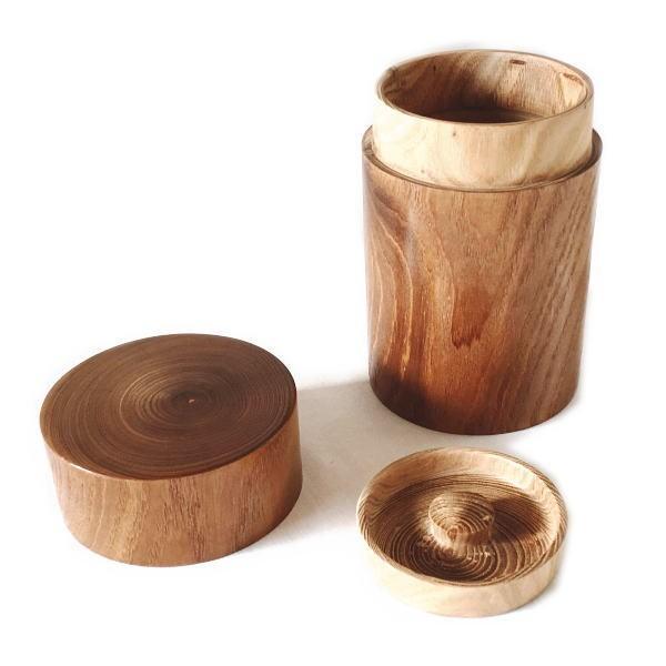 木製 茶筒 大 えんじゅの木 北海道 国産 北海道産 茶器 エンジュ 槐