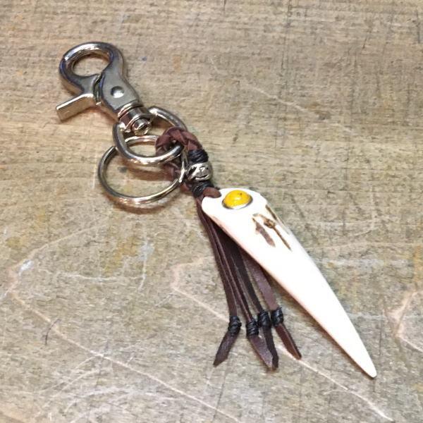 送料無料 えぞしかの角 キーホルダー タイガーアイ 小サイズ エゾシカ