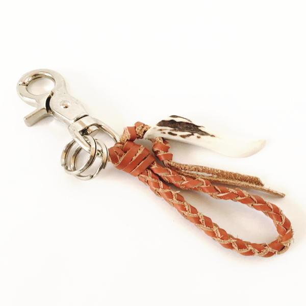 えぞしかの角 キーホルダー レザー（茶色） エゾシカ エゾ鹿 蝦夷鹿 鹿