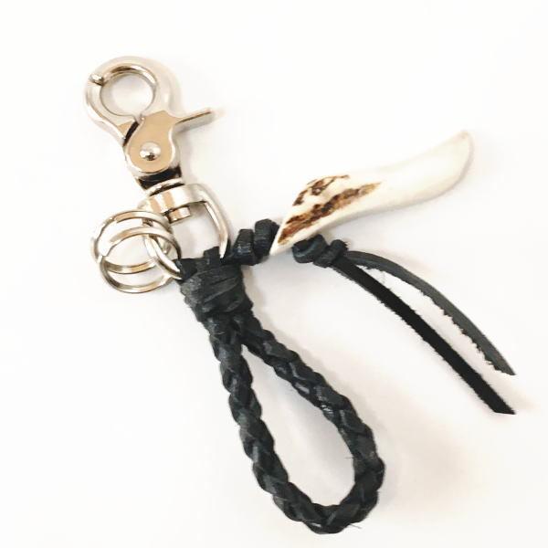えぞしかの角 キーホルダー レザー(黒色) エゾシカ エゾ鹿 えぞしかの角 キーホルダー レザー(黒色) エゾシカ エゾ鹿