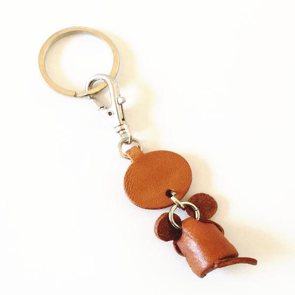 革 キーホルダー 干支 ねずみ レザー 皮 ネズミ 鼠 えと 十二支 動物