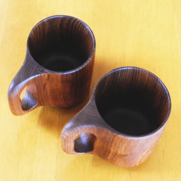 木製 コーヒーカップ ペアセット 一本木 えんじゅの木 木 おしゃれ
