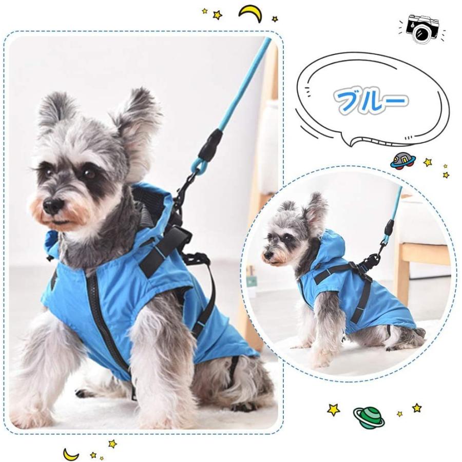 犬の服レインコートペット用品ポンチョ犬小型犬中型犬防水犬服レインギア軽量ファッション帽子でかわいい反射テープ|kitaharastore|03