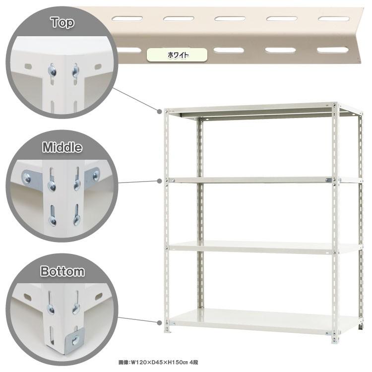 スチールラック スチール棚 業務用 収納 NC-1200-15 幅120×奥行45×高さ150cm 4段 ホワイト・ブラック