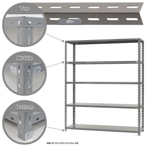 スチールラック　スチール棚　業務用　収納　力量-3-18　幅150×奥行45×高さ180cm　5段　グレー スチールラック 力量
