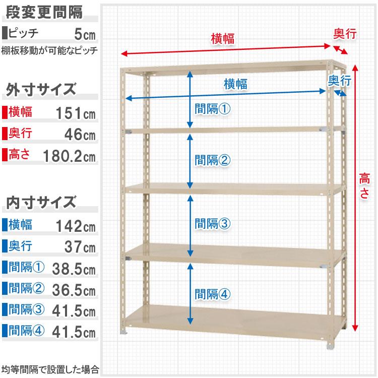 キタジマ スチールラック 幅150 奥行45 高さ180cm 5段 スチール キタジマ スチールラック 幅150 奥行45 高さ180cm 5段 スチール