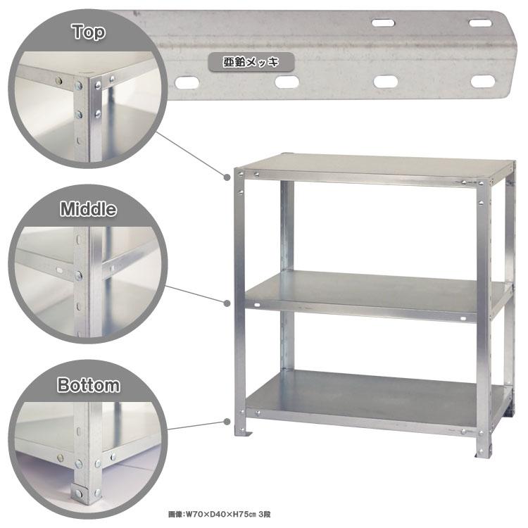 キタジマ スチールラック 幅70 奥行20 高さ60cm 3段 スチール棚 業務用