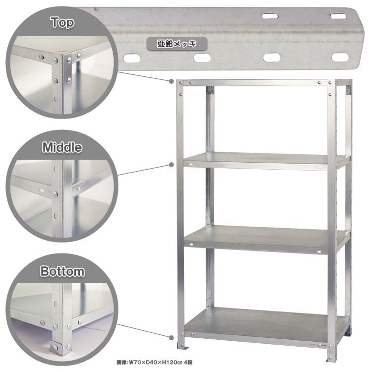 キタジマ スチールラック 幅45 奥行30 高さ120cm 4段 スチール棚 業務