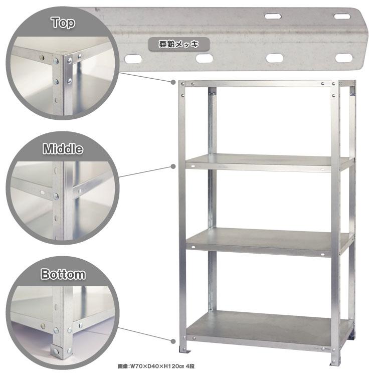 スチールラック　スチール棚　業務用　収納　スマートラック　NSTR-544　幅70×奥行30×高さ150cm　4段　ホワイト・ブラック・亜鉛メッキ｜kitajimasteel｜04