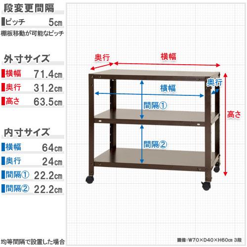 スチールラック　スチール棚　業務用　収納　スマートラック　NSTRK-144　幅70×奥行30×高さ63.5cm　3段　ホワイト・ブラック・亜鉛メッキ｜kitajimasteel｜05