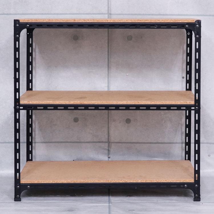 スチールラック 幅60 奥行60 高さ75cm 3段 スチール棚 業務用 収納 アングル棚 ホワイト ブラック 70kg/段の画像