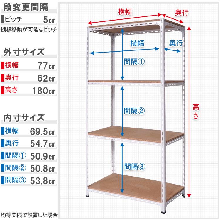 キタジマ スチールラック 幅75 奥行60 高さ180cm 4段 スチール棚 キタジマ スチールラック 幅75 奥行60 高さ180cm 4段 スチール棚