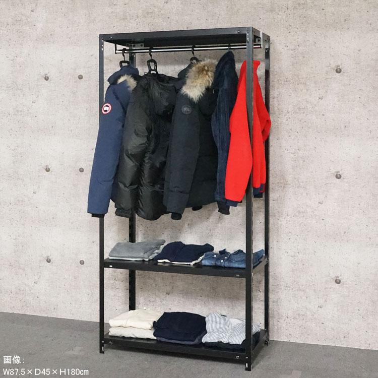 スチールラック 幅120 奥行45 高さ150cm 3段 スチール棚 業務用 収納 ハンガーラック キャンプラック HR-CR-2-15 ブラック 70kg/段_3