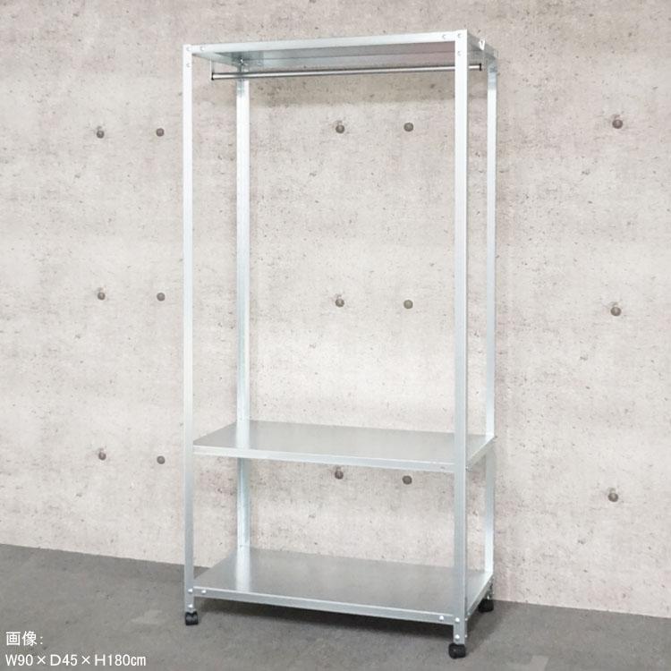 スチールラック 幅60 奥行45 高さ123.5cm 3段 スチール棚 業務用 収納 ハンガーラック HR-NSTR-K-437 ホワイト ブラック 亜鉛メッキ 40kg/段の画像