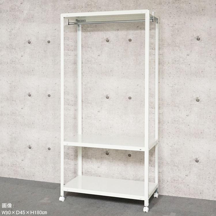 スチールラック 幅60 奥行45 高さ123.5cm 3段 スチール棚 業務用 収納 ハンガーラック HR-NSTR-K-437 ホワイト ブラック 亜鉛メッキ 40kg/段の画像