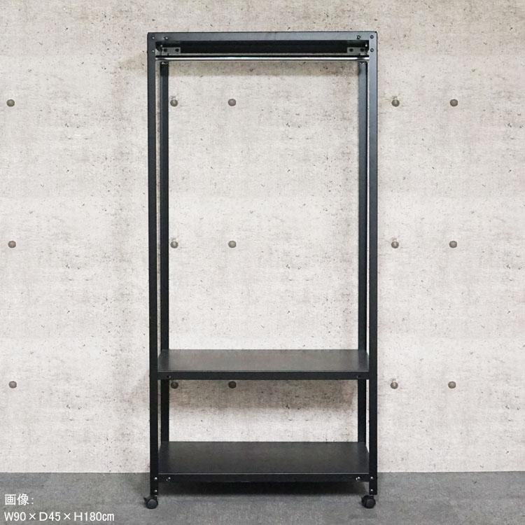 スチールラック 幅60 奥行45 高さ123.5cm 3段 スチール棚 業務用 収納 ハンガーラック HR-NSTR-K-437 ホワイト ブラック 亜鉛メッキ 40kg/段の画像