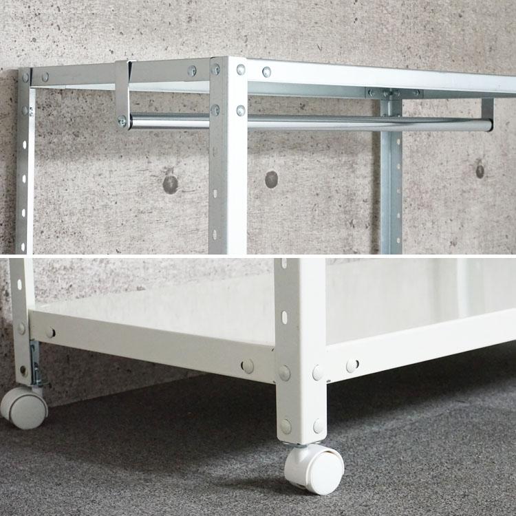 スチールラック 幅60 奥行45 高さ123.5cm 3段 スチール棚 業務用 収納 ハンガーラック HR-NSTR-K-437 ホワイト ブラック 亜鉛メッキ 40kg/段の画像