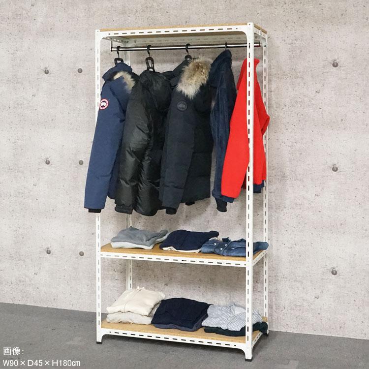 スチールラック 幅60 奥行45 高さ120cm 3段 スチール棚 業務用 収納 ハンガーラック アングル棚 ホワイト ブラック 70kg/段の画像