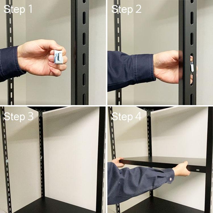 スチールラック 幅87.5 奥行45 高さ180cm 4段 スチール棚 業務用 収納 ビニールカバー付 キャンプラック CR-1-18 ブラック 70kg/段の画像