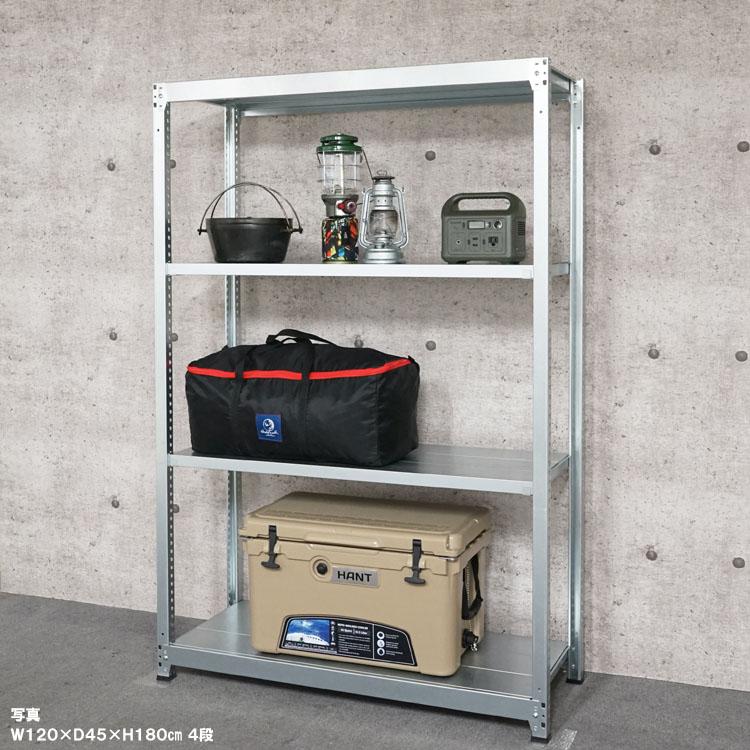 スチールラック 幅90 奥行60 高さ180cm 4段 スチール棚 業務用 収納 軽中量ラック100kg 単体 亜鉛メッキ 100kg/段の画像