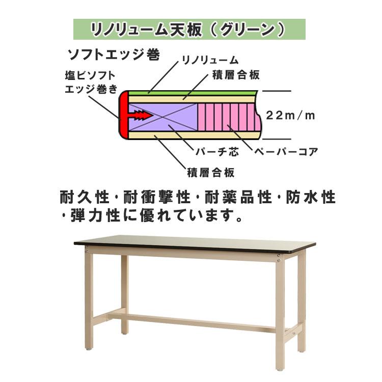 ワークテーブル 作業台 300K リノリューム天板 幅120×奥行75×高さ74cm ベイジュ 300kg/段 ガレージの画像