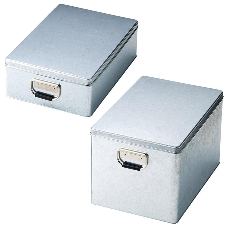 収納ボックス トタンボックス ふた付き 幅260×奥行385×高さ240mm